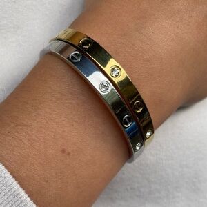 LUXURY GOLD SCREW BRACELET ZIRCONIA LOVE BANGLE BRACELET